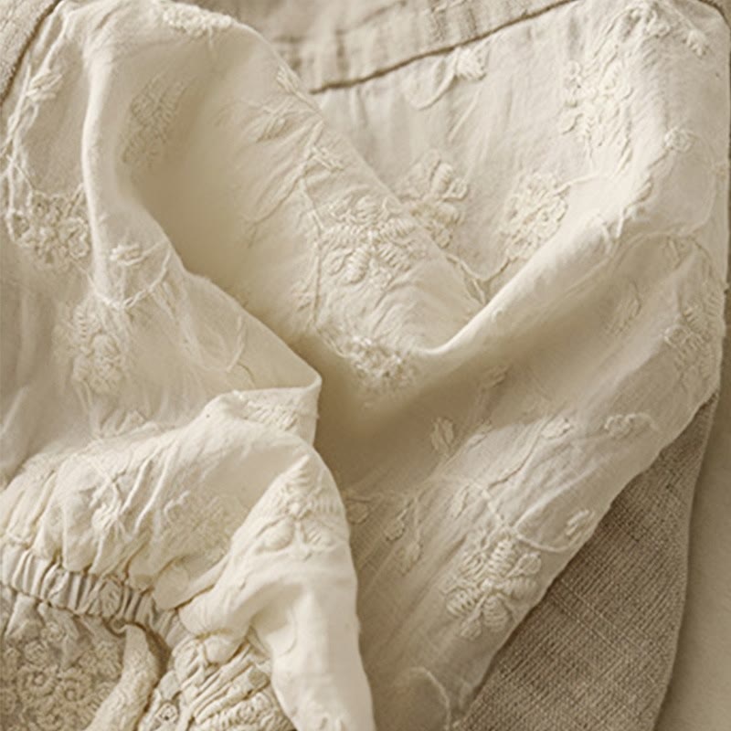 Buddha Stones Casual Haft Patchwork Tkanina 7-8 Długość Skrócone Spodnie Damskie Bawełniane Spodnie Harem Z Kieszeniami - image 11