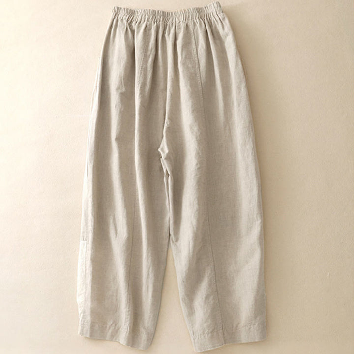 Buddha Stones Casual Haft Patchwork Tkanina 7-8 Długość Skrócone Spodnie Damskie Bawełniane Spodnie Harem Z Kieszeniami - image 6