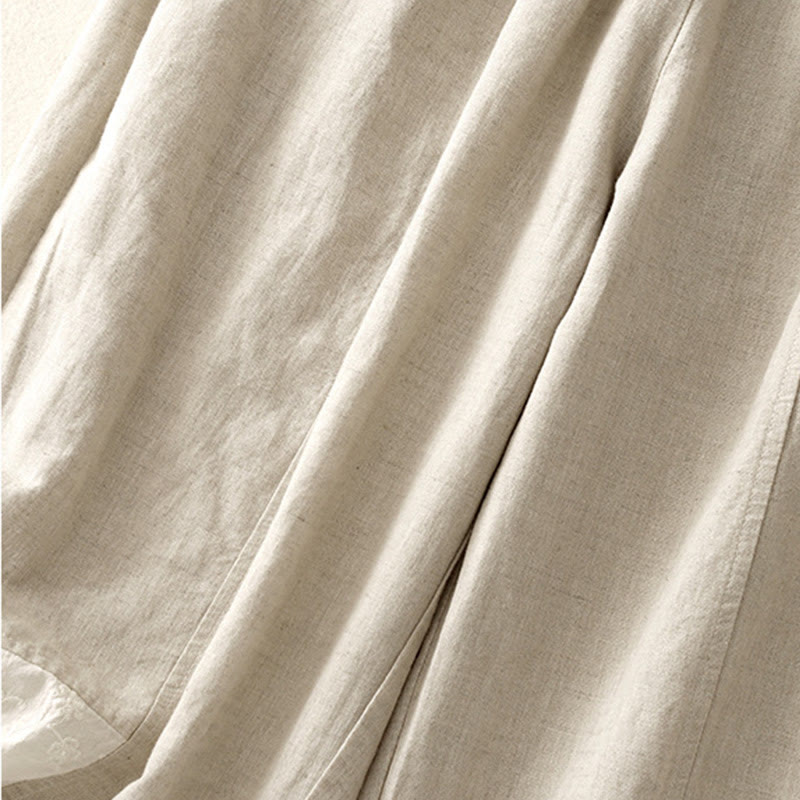 Buddha Stones Casual Haft Patchwork Tkanina 7-8 Długość Skrócone Spodnie Damskie Bawełniane Spodnie Harem Z Kieszeniami - image 12