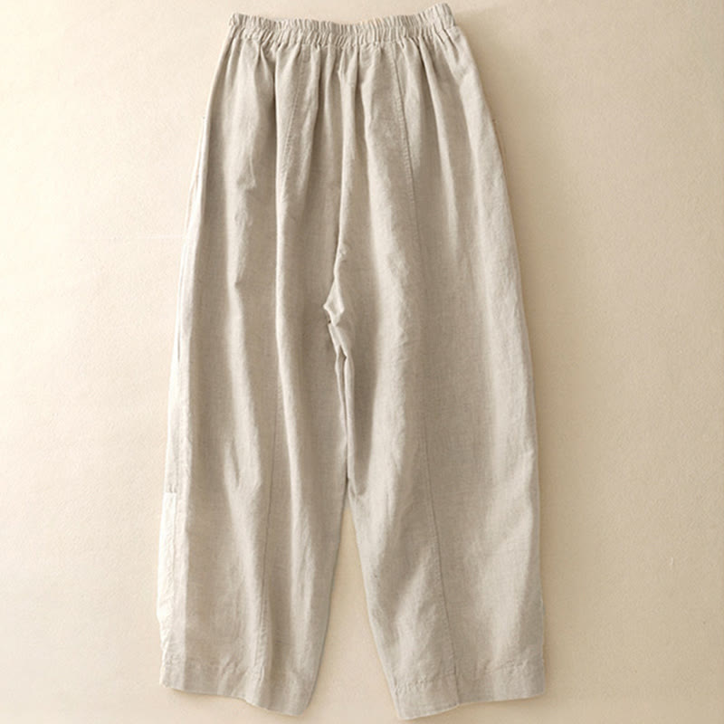 Buddha Stones Casual Haft Patchwork Tkanina 7-8 Długość Skrócone Spodnie Damskie Bawełniane Spodnie Harem Z Kieszeniami - image 6