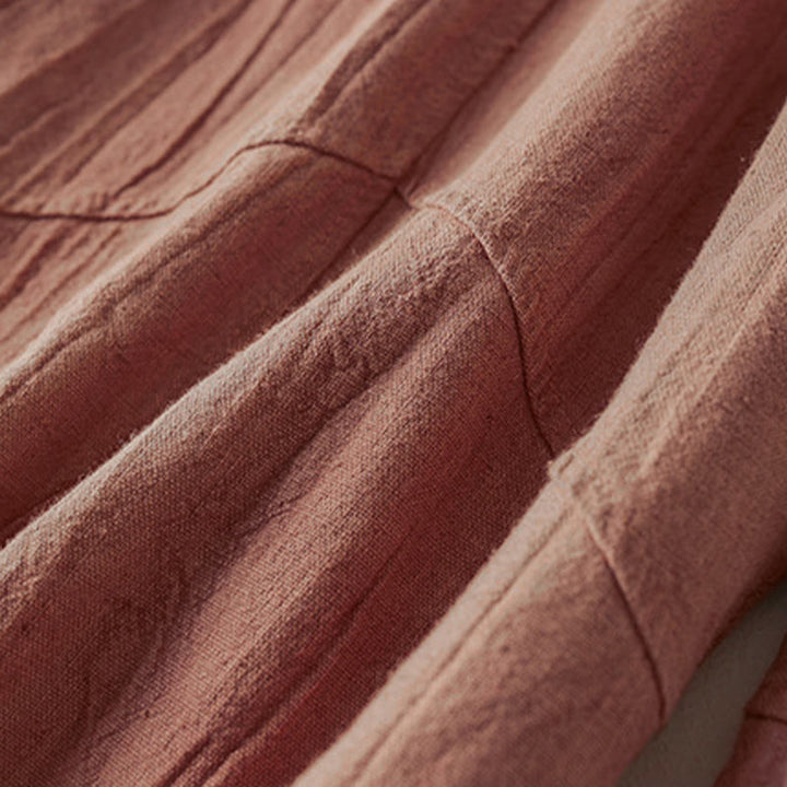 Buddha Stones Luźne Proste Nogawki Spodnie Damskie Harem Bawełniane Spodnie Z Kieszeniami Długość 7-8 - image 4