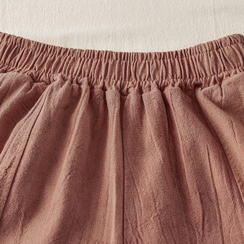 Buddha Stones Luźne Proste Nogawki Spodnie Damskie Harem Bawełniane Spodnie Z Kieszeniami Długość 7-8 - image 3