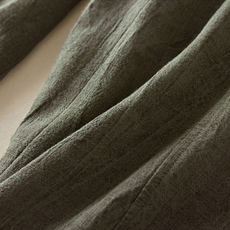 Buddha Stones Luźne Proste Nogawki Spodnie Damskie Harem Bawełniane Spodnie Z Kieszeniami Długość 7-8 - image 11