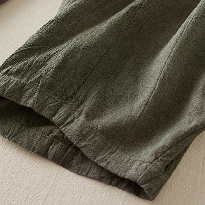 Buddha Stones Luźne Proste Nogawki Spodnie Damskie Harem Bawełniane Spodnie Z Kieszeniami Długość 7-8 - image 12