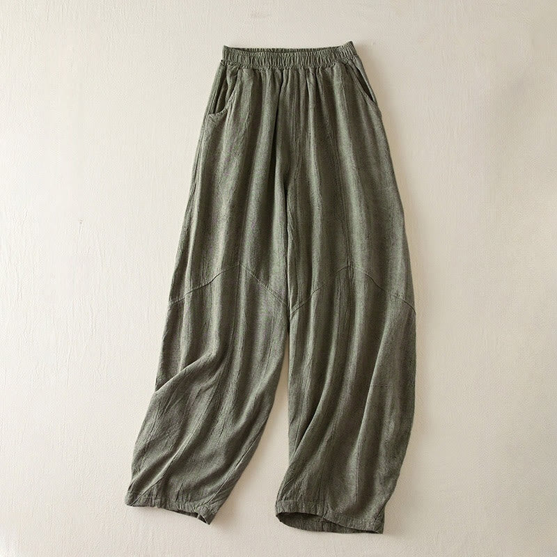 Spodnie damskie haremowe z kieszeniami i luźnymi prostymi nogawkami i długością 7-8, z Buddha Stones - DarkSeaGreen - US8-10，UK/AU12-14，EU40-42 (2XL) - image 9