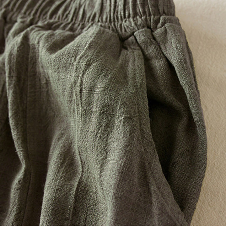 Buddha Stones Luźne Proste Nogawki Spodnie Damskie Harem Bawełniane Spodnie Z Kieszeniami Długość 7-8 - image 15