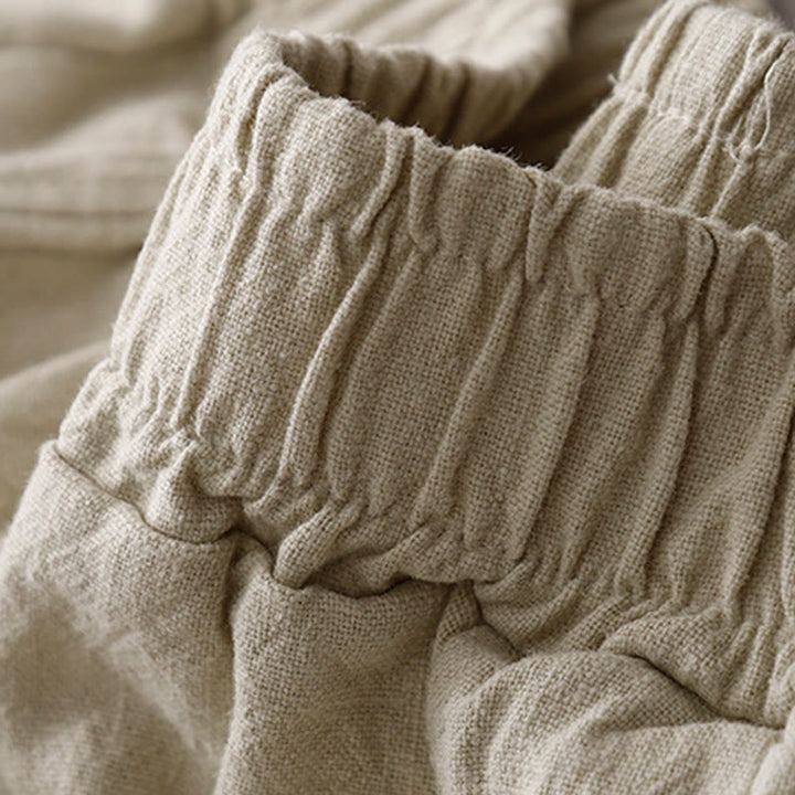 Buddha Stones Casual Plain 7-8 Długość Damskie Spodnie Harem Bawełniane Lniane Z Kieszeniami - image 6