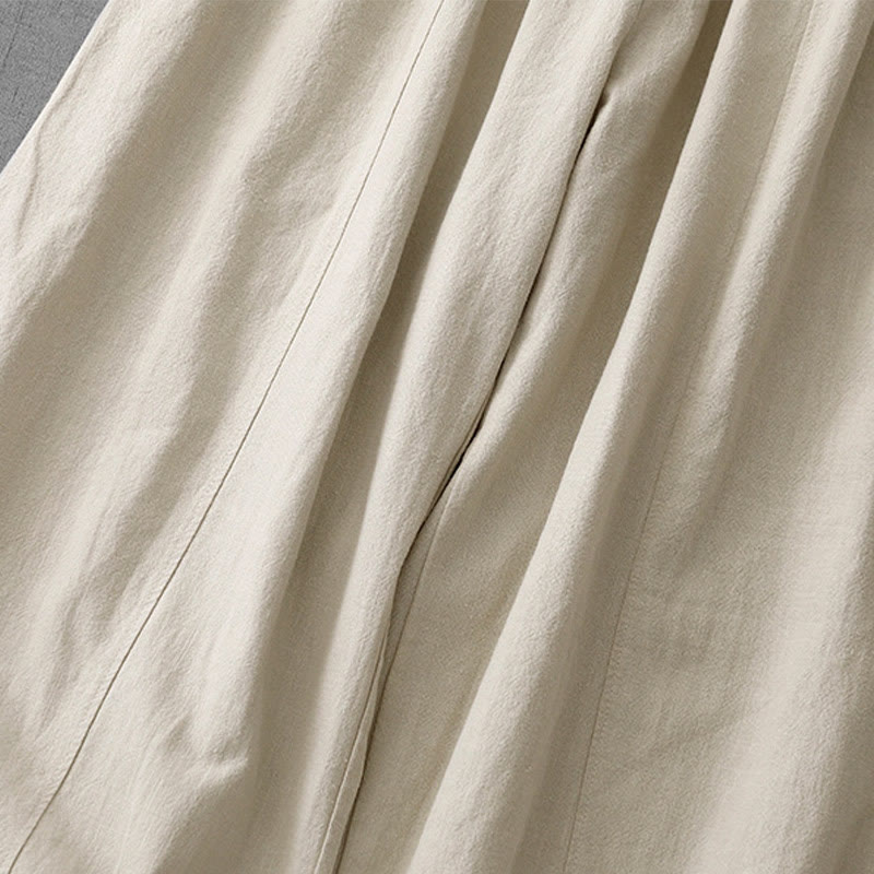 Buddha Stones Casual Plain 7-8 Długość Damskie Spodnie Harem Bawełniane Lniane Z Kieszeniami