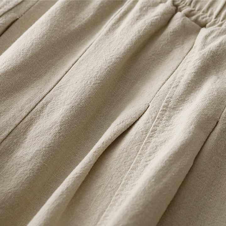 Buddha Stones Casual Plain 7-8 Długość Damskie Spodnie Harem Bawełniane Lniane Z Kieszeniami