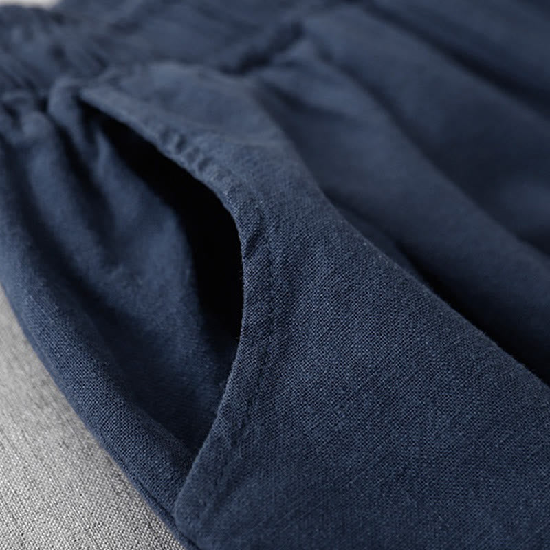 Buddha Stones Casual Plain 7-8 Długość Damskie Spodnie Harem Bawełniane Lniane Z Kieszeniami - image 23