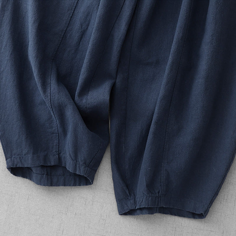 Buddha Stones Casual Plain 7-8 Długość Damskie Spodnie Harem Bawełniane Lniane Z Kieszeniami - image 25