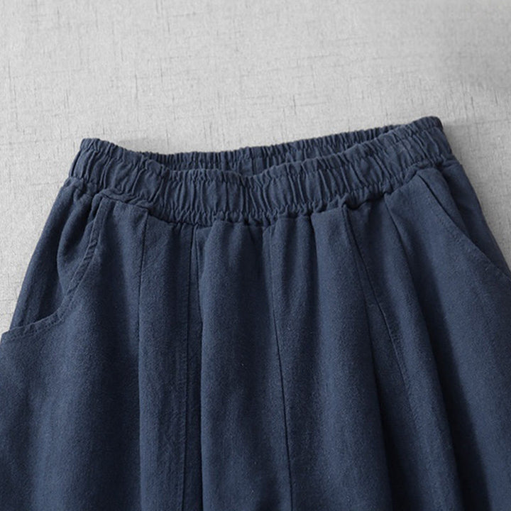 Buddha Stones Casual Plain 7-8 Długość Damskie Spodnie Harem Bawełniane Lniane Z Kieszeniami - image 24