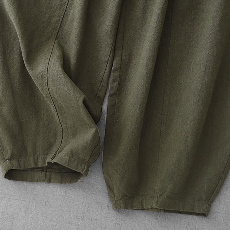 Buddha Stones Casual Plain 7-8 Długość Damskie Spodnie Harem Bawełniane Lniane Z Kieszeniami - image 29