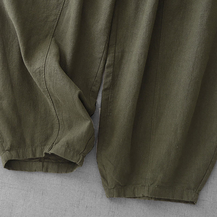 Buddha Stones Casual Plain 7-8 Długość Damskie Spodnie Harem Bawełniane Lniane Z Kieszeniami - image 29