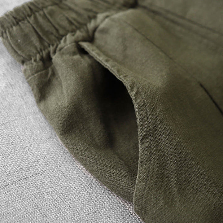 Buddha Stones Casual Plain 7-8 Długość Damskie Spodnie Harem Bawełniane Lniane Z Kieszeniami