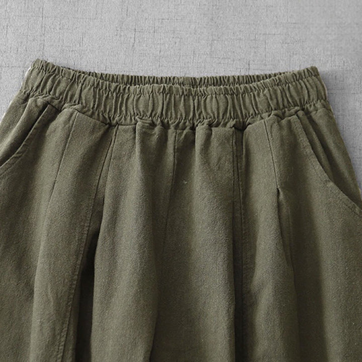 Buddha Stones Casual Plain 7-8 Długość Damskie Spodnie Harem Bawełniane Lniane Z Kieszeniami - image 28