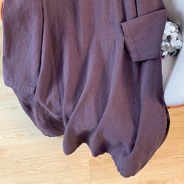 Koszula damska Buddha Stones Casual Plain Frog-Button Stand Collar Design Long Sleeve Cotton Linen - image 8