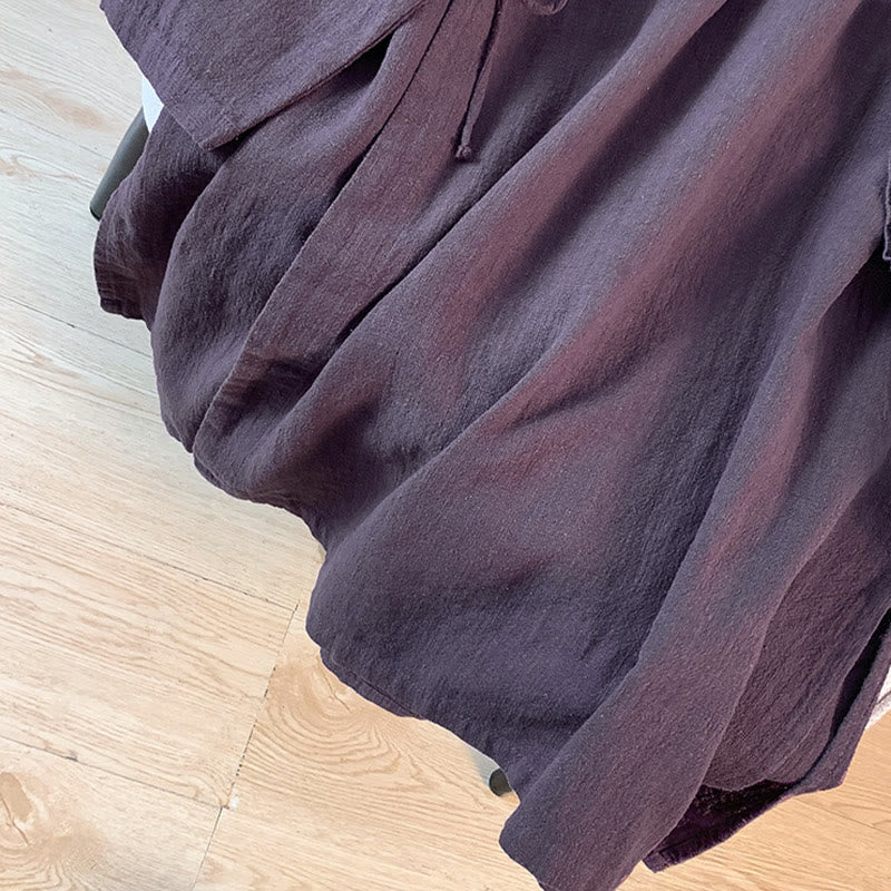 Koszula damska Buddha Stones Casual Plain Frog-Button Stand Collar Design Long Sleeve Cotton Linen - image 9