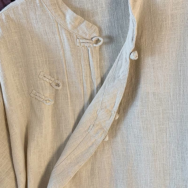 Koszula damska Buddha Stones Casual Plain Frog-Button Stand Collar Design Long Sleeve Cotton Linen - image 18