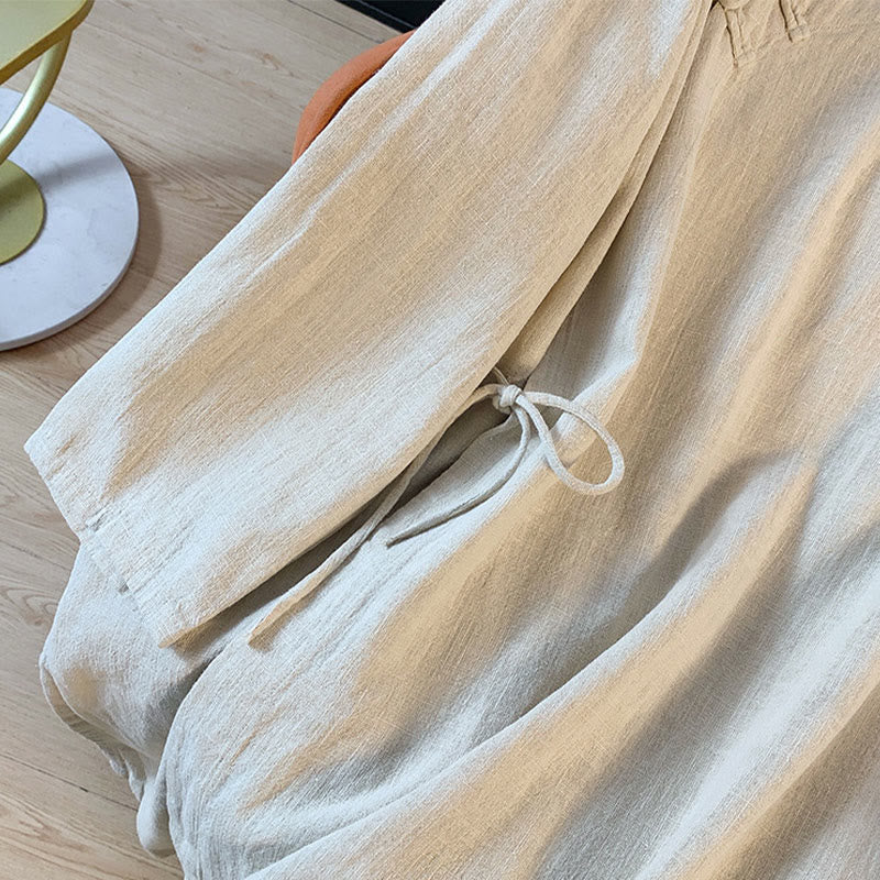 Koszula damska Buddha Stones Casual Plain Frog-Button Stand Collar Design Long Sleeve Cotton Linen - image 15