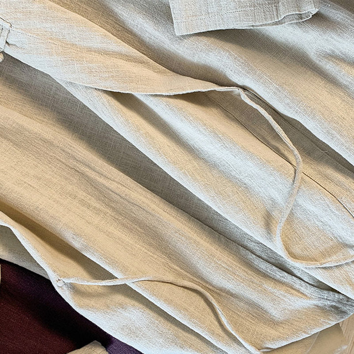 Koszula damska Buddha Stones Casual Plain Frog-Button Stand Collar Design Long Sleeve Cotton Linen - image 16