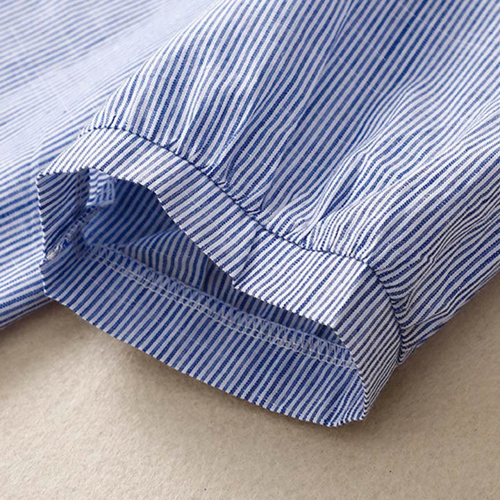 Koszula damska z krótkim rękawem i dekoltem w serek z haftowanymi kwiatami w stylu boho z motywem Buddha Stones - image 8