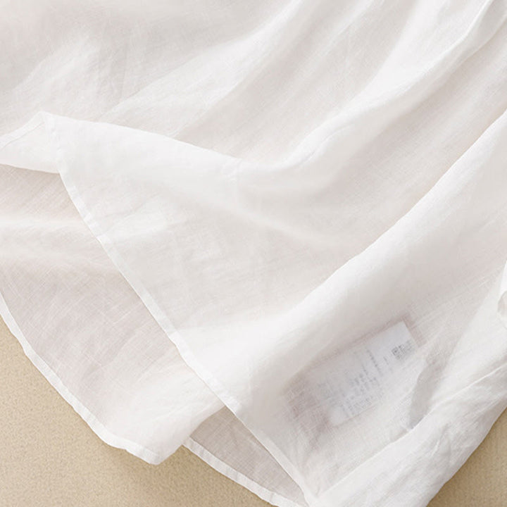 Koszula damska z krótkim rękawem i okrągłym dekoltem w serek Buddha Stones Casual Plain Loose Cotton - image 17