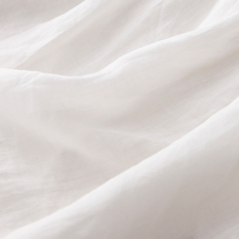 Koszula damska z krótkim rękawem i okrągłym dekoltem w serek Buddha Stones Casual Plain Loose Cotton - image 15