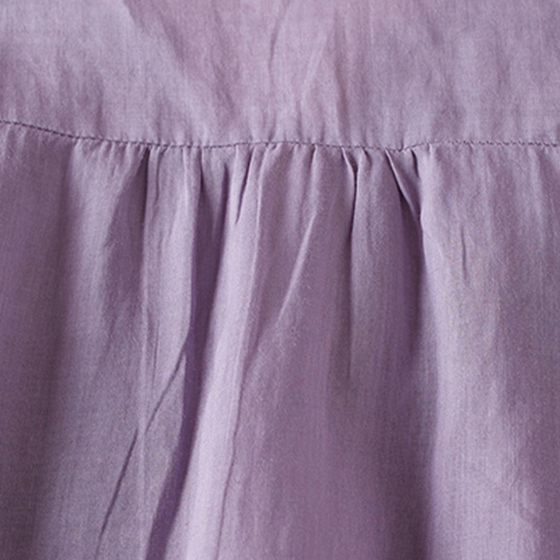 Koszula damska z krótkim rękawem i haftem w kształcie litery V z Buddha Stones , wykonana z mieszanki bawełny i z krótkim rękawem - image 3