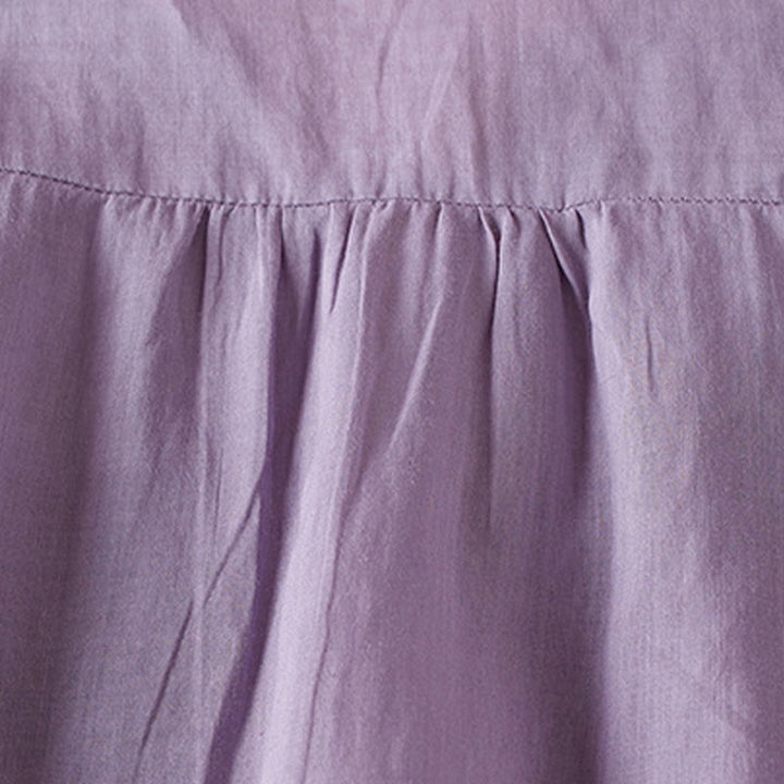 Koszula damska z krótkim rękawem i haftem w kształcie litery V z Buddha Stones , wykonana z mieszanki bawełny i z krótkim rękawem - image 3