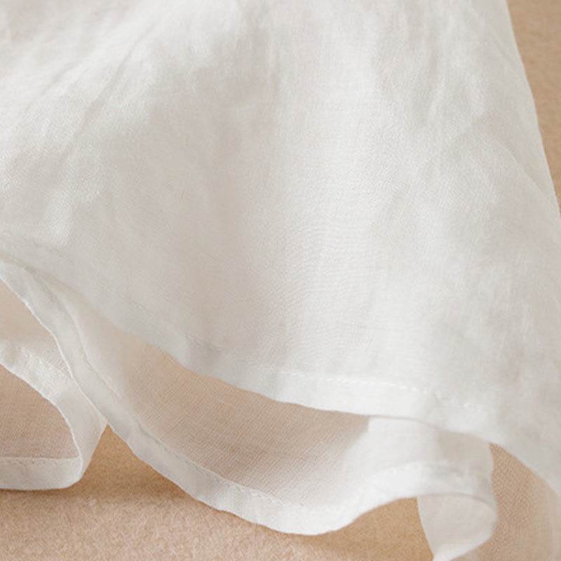 Koszula damska z krótkim rękawem i haftem w kształcie litery V z Buddha Stones , wykonana z mieszanki bawełny i z krótkim rękawem