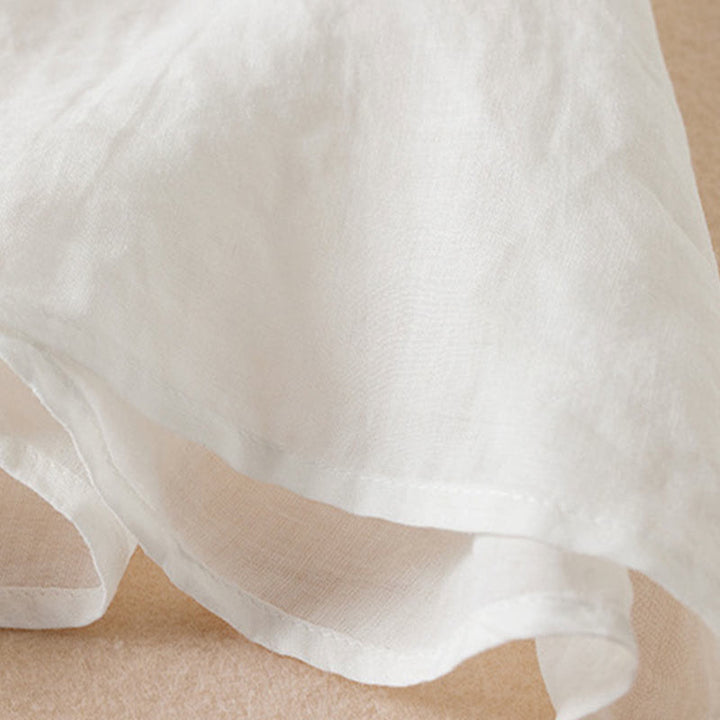 Koszula damska z krótkim rękawem i haftem w kształcie litery V z Buddha Stones , wykonana z mieszanki bawełny i z krótkim rękawem