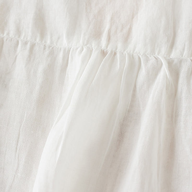 Koszula damska z krótkim rękawem i haftem w kształcie litery V z Buddha Stones , wykonana z mieszanki bawełny i z krótkim rękawem - image 14