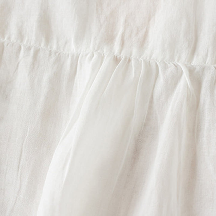 Koszula damska z krótkim rękawem i haftem w kształcie litery V z Buddha Stones , wykonana z mieszanki bawełny i z krótkim rękawem - image 14