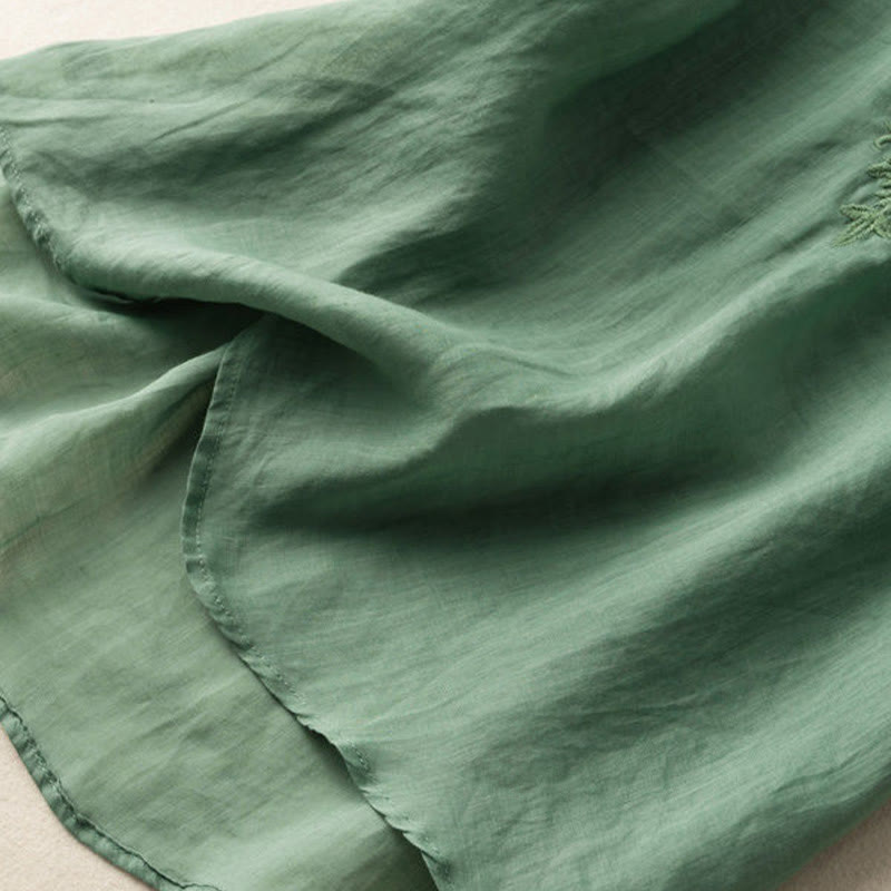 Koszula damska z krótkim rękawem i dekoltem w serek Buddha Stones Casual z haftem kwiatowym i krótkim rękawem - image 15