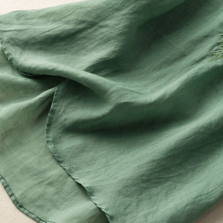 Koszula damska z krótkim rękawem i dekoltem w serek Buddha Stones Casual z haftem kwiatowym i krótkim rękawem - image 15