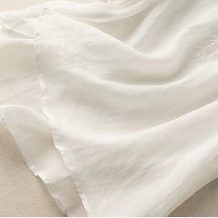 Koszula damska z krótkim rękawem i dekoltem w serek Buddha Stones Casual z haftem kwiatowym i krótkim rękawem - image 19