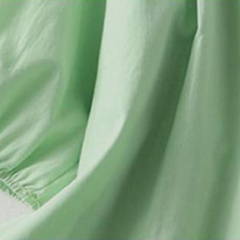 Koszula damska z falbaniastym kołnierzykiem i krótkim rękawem z lnu bawełnianego Buddha Stones Casual Plain Frog-Button