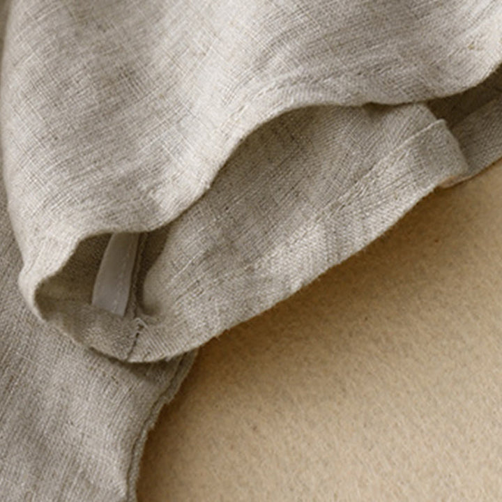 Buddha Stones Casual Haft Drzewo Ściągacz Damski Okrągły Dekolt Projekt Pół Rękaw Bawełna Len T-shirt