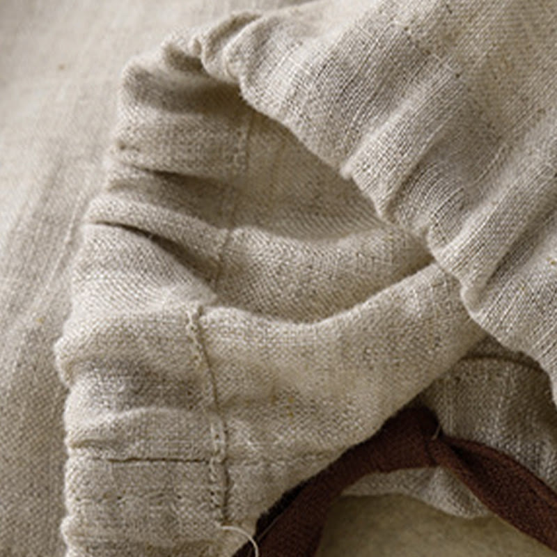 Buddha Stones Casual Haft Drzewo Ściągacz Damski Okrągły Dekolt Projekt Pół Rękaw Bawełna Len T-shirt