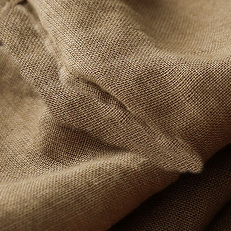 Buddha Stones Casual Haft Drzewo Ściągacz Damski Okrągły Dekolt Projekt Pół Rękaw Bawełna Len T-shirt