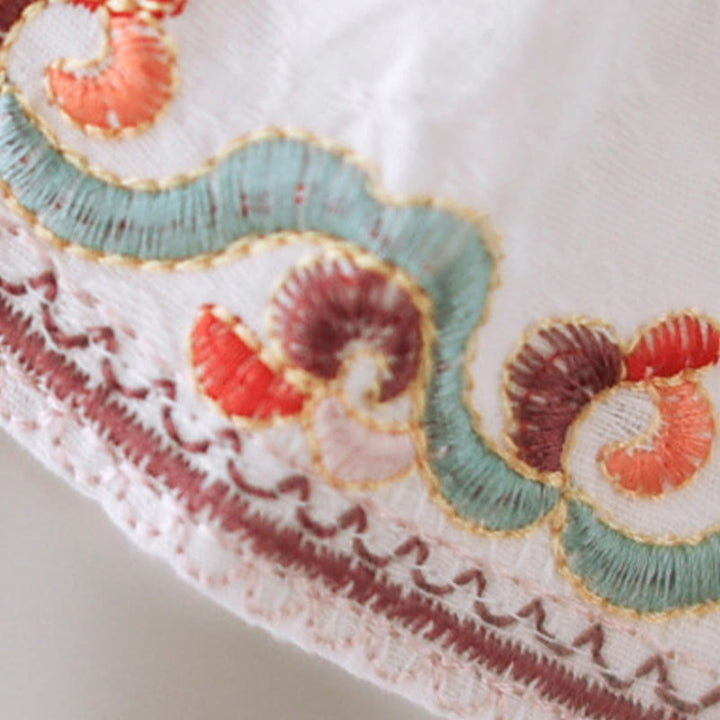 Koszula damska z okrągłym dekoltem i żakardowym nadrukiem Buddha Stones z trzema czwartymi rękawami z bawełny i lnu - image 7