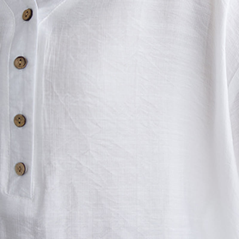 Koszula damska z wiskozy z dekoltem w serek i krótkim rękawem Buddha Stones Casual Plain