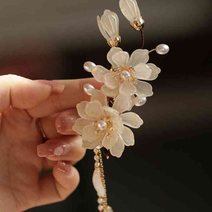Buddha Stones Klasyczna Magnolia Tassel Spinka Do Włosów Z Boku