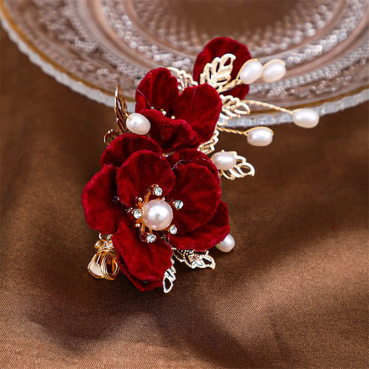 Spinka do włosów Buddha Stones Vintage Red Camellia Side