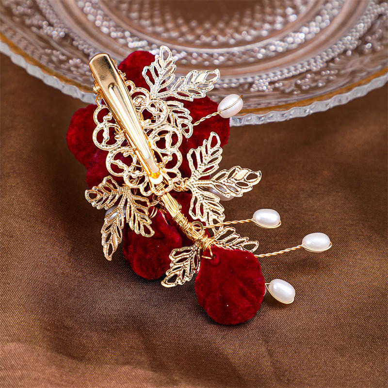 Spinka do włosów Buddha Stones Vintage Red Camellia Side