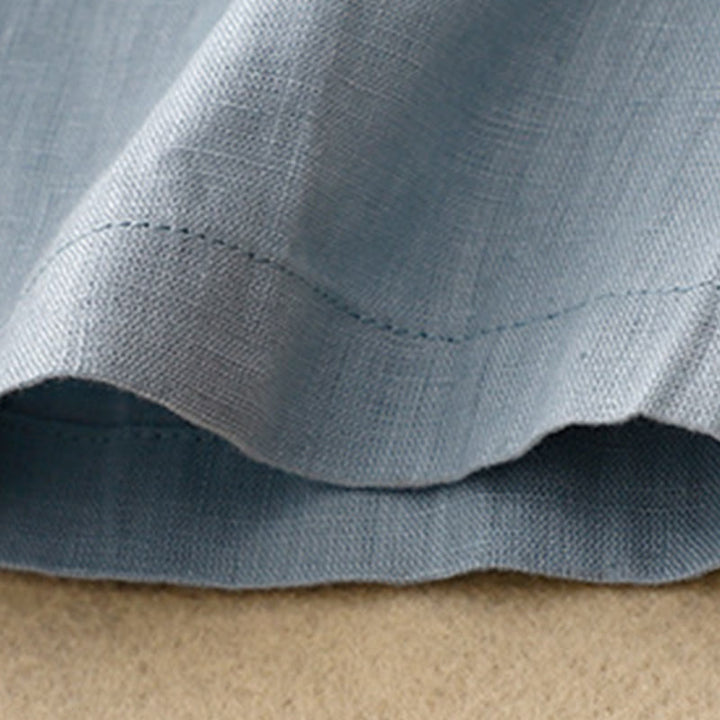 Sukienka midi Buddha Stones z okrągłym dekoltem, sznurowaniem, krótkim rękawem, bawełną i lnem, z kieszeniami - image 12