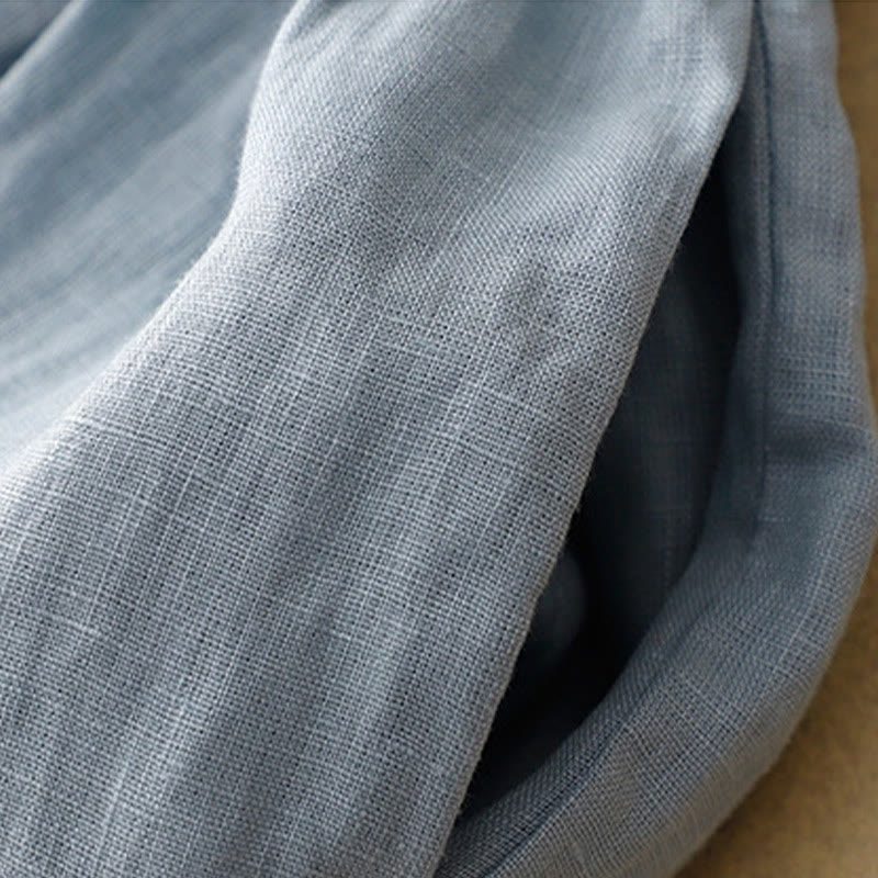 Sukienka midi Buddha Stones z okrągłym dekoltem, sznurowaniem, krótkim rękawem, bawełną i lnem, z kieszeniami - image 11