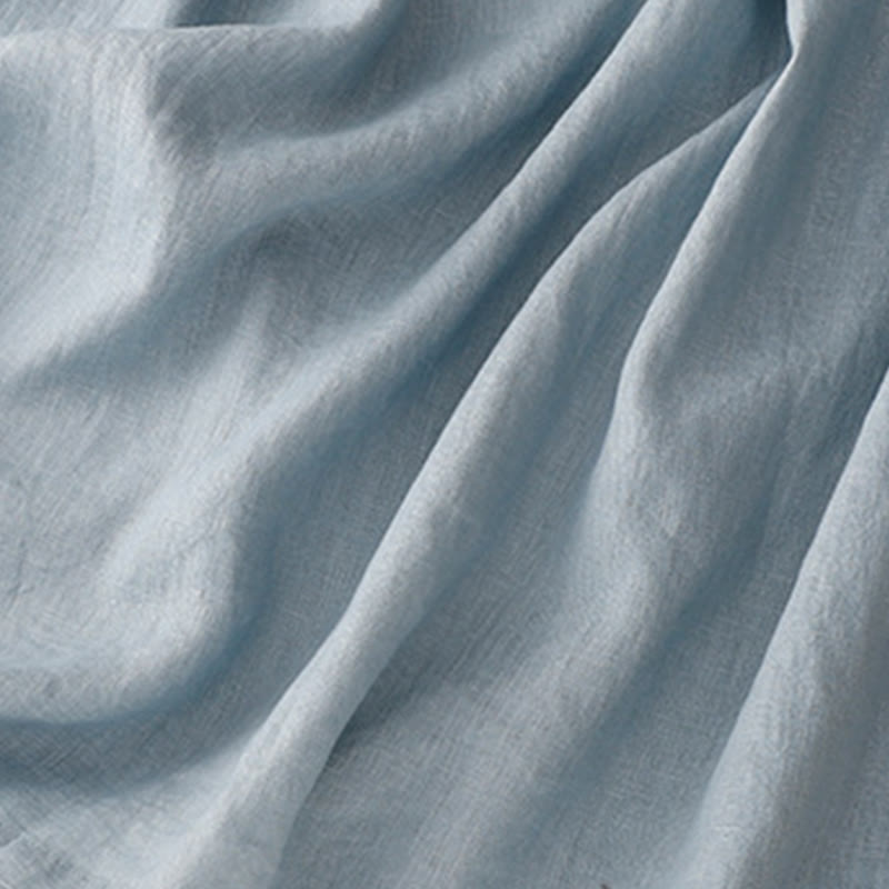 Sukienka midi Buddha Stones z okrągłym dekoltem, sznurowaniem, krótkim rękawem, bawełną i lnem, z kieszeniami - image 13