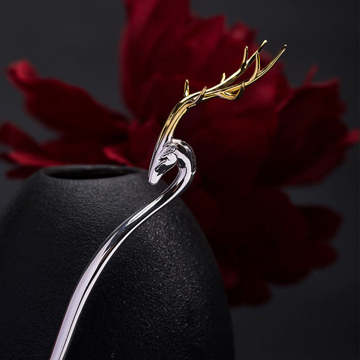 Buddha Stones 925 Srebro Sterling Ochrona Poroża Jelenia Spinka Do Włosów - image 1